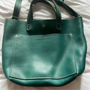 Portland leather mini tote Peacock green